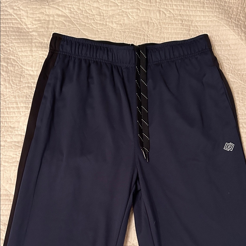 ZELOS Men's Dark Blue Joggers with Black Stripe